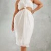 Plus Cream Plisse Knot Detail Midi Dress -Goremje Style 009b02f28bbdf21706ecd4f0d3a2846638b6b732 cnc7397 1