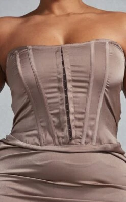 Plus Mocha Satin Corset Bandeau Maxi Dress -Goremje Style 0150281afaf5b0fffaf0e6ca54e56997b1d7c657 cnc5104 4