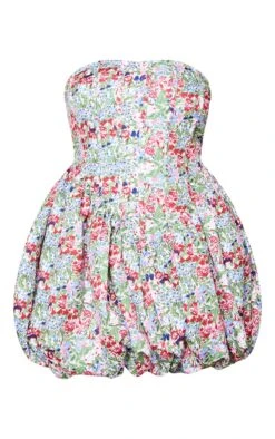Plus Multi Floral Bandeau Puffball Dress -Goremje Style 02c1462b619516b7810852f230673704fd2bdd6b cne0681 5