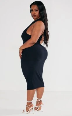 Plus Black Soft Touch Racer Neck Bodycon Dress -Goremje Style 03cfceef6f38b758cdfa40adc7df13643fbc7146 cnc9596 2