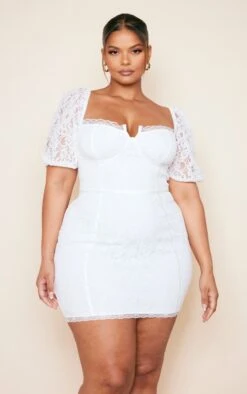 Plus White Lace Cup Detail Bodycon Dress -Goremje Style 0675405f51312fd30a3b80dae7fc94eef82459b9 cne0848 3