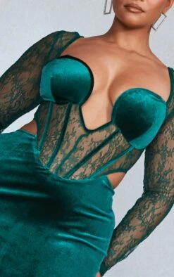 Plus Emerald Green Lace Detail Corset Velvet Midaxi Dress 10 Plus Emerald Green Lace Detail Corset Velvet Midaxi Dress -Goremje Style 07298309445542c0bf70719f975e2a892e7a8c52 cnb4172 4