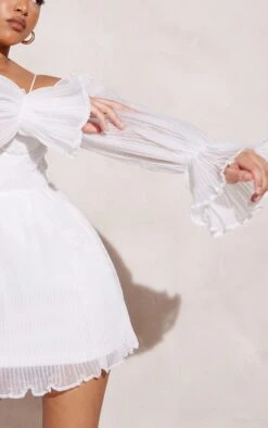 Petite White Off The Shoulder Plisse Mini Dress -Goremje Style 076ee8016af77f2fe93b17c2be1b168d4240333f cnd7368 4