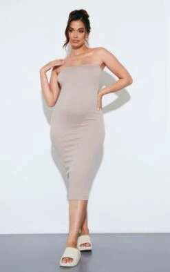 Maternity Stone Bandeau Contour Rib Bodycon Dress -Goremje Style 0823ea07cef06887a4a0419dacbd4e66ec44531e cnc9957 3