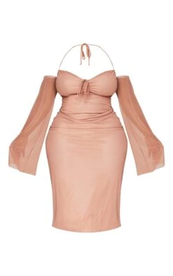 Plus Mauve Mesh Ruched Bust Sleeve Detail Midi Dress -Goremje Style 09a61752884855a1f3778316c344296bbc433854 cna9992 5