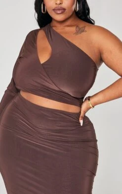 Plus Chocolate Cut Out One Shoulder Midi Dress -Goremje Style 09af794c0f7dfac05874bd66bfab30142096e050 cna7484 4