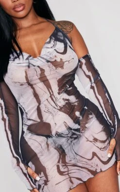 Shape Black Printed Mesh Cold Shoulder Mini Dress -Goremje Style 0a0e7918f776b6085c26b05f10ed9b0254bf1d38 cnd2601 4