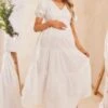 Maternity White Cotton Tiered Maxi Dress -Goremje Style 0aaeeaedc8b35f5f9f732cffb8e9796e1ea92338 cmy0822 1