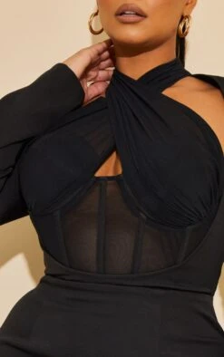 Plus Black Corset Cross Front Bodycon Dress -Goremje Style 0af4760c1c3ad11dc72cc4825eb2f03370685e35 cmu5481 5