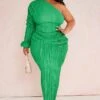 Plus Bright Green Plisse One Shoulder Ruched Midaxi Dress -Goremje Style 0c300ada9e7ca2ba0b4be70f0cbde244ba2c7114 cne5088 1