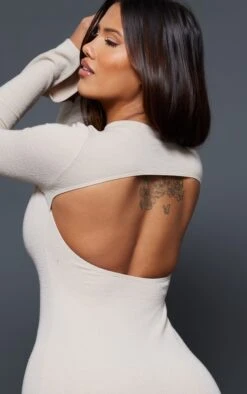 Shape Oatmeal Textured High Neck Cut Out Back Spit Leg Maxi Dress -Goremje Style 0c8da4bacb28d0932aca101436f95e17ed149d49 cnc1685 4