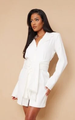 Tall White Tie Waist Blazer Dress -Goremje Style 0d730ca74727f1eac91ac94e5a101c6c89f2478f cnb6610 3