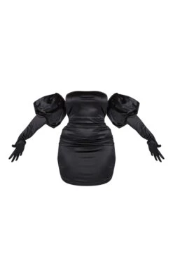Plus Black Bandeau Puff Sleeve Glove Detail Dress -Goremje Style 0e3d6b10cecfa112d08a8b9cc5d34e422444685e cnb4254 5