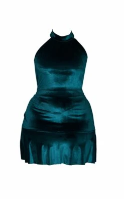Plus Emerald Green Velvet High Neck Frill Hem Dress -Goremje Style 0eec664fd0160d020c59d2d671b073a9f7ff1a3d cnc5182 5