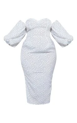 Plus White Polka Dot Bandeau Puff Sleeve Midi Dress 11 Plus White Polka Dot Bandeau Puff Sleeve Midi Dress -Goremje Style 0fbeeb4e5573508b516082e902aa40ad55a02502 cnd4882 5