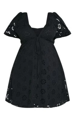 Plus Black Broderie Anglaise Puff Sleeve Shift Dress -Goremje Style 10edbf730444cbd35692d7d53ff2e15ca826d0be cnd4862 5