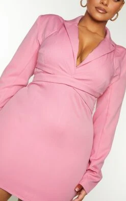 Plus Pink Layered Wrap Around Blazer Dress -Goremje Style 1137d54c1e2c22420161e22d57118648309ffe4a cmt2615 4