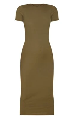 Maternity Khaki Ribbed Crew Neck Midi Dress -Goremje Style 120ad9d348f343831bc1dec0bbe0f70f4c2b09f2 cmz9759 6