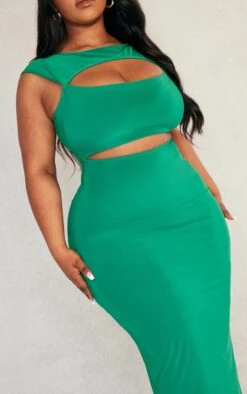 Plus Bright Green Cut Out Slinky Midi Dress -Goremje Style 122453828bc75656ce2e0ff2595c0d80a646575a cnd5062 4