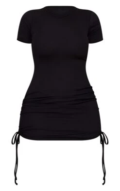 Shape Black Rib Short Sleeve Ruched Side Bodycon Dress -Goremje Style 13620f3b47ee92618bbd8bab11d329a693f8010c cmz8612 6