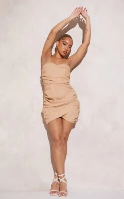 Petite Stone Linen Look Ruched Mini Dress -Goremje Style 1375f0428dcfe3b48d1d25bdfa4c370519faa56b cnd7083 3