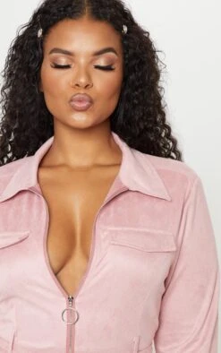 Plus Dusty Pink Faux Suede Pocket Detail Bodycon Dress -Goremje Style 14c0cf51dcd9a7f309849ca6913cd0205873f8e5 clw9603 5