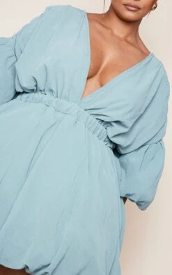 Plus Dusty Blue Textured Puffball Shift Dress -Goremje Style 1529d914162bd5113a16c90904fe756a6e55f887 cne0680 4