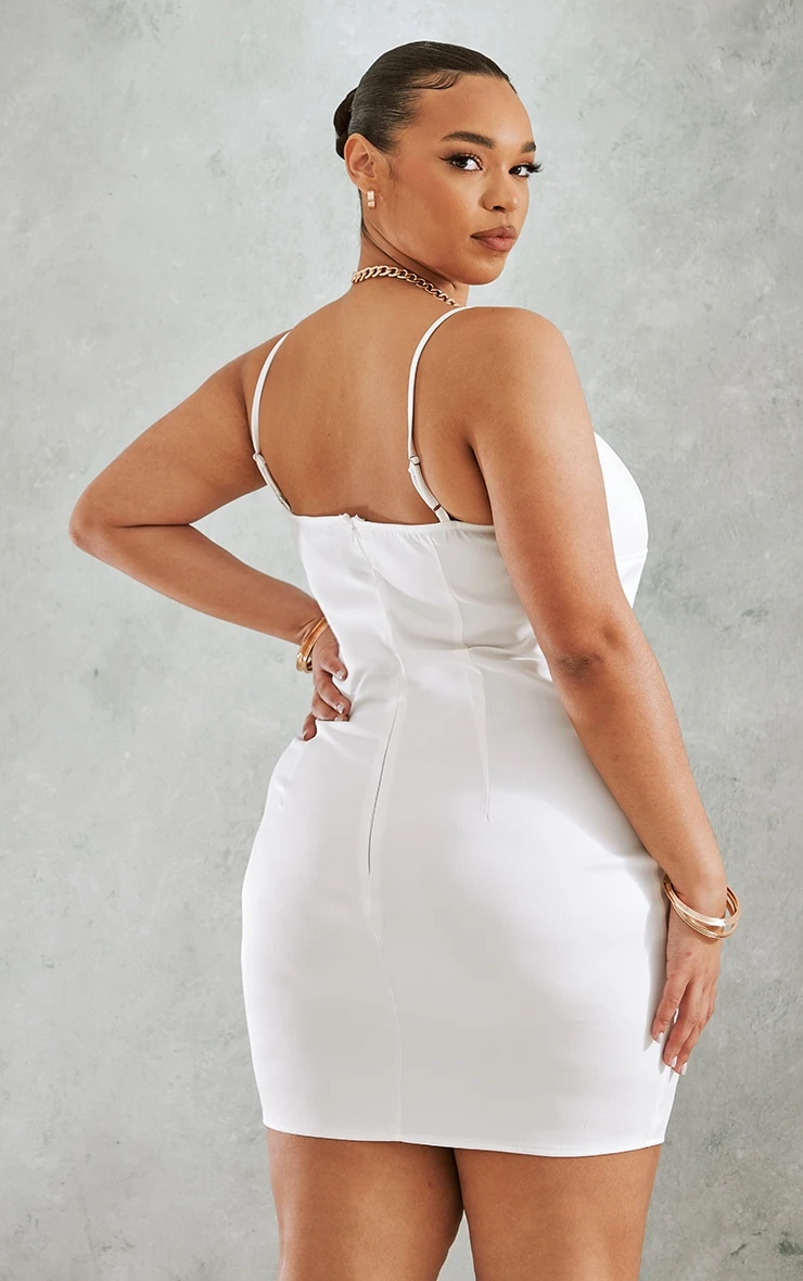 Plus White Strap Detail Bodycon Dress 4 Plus White Strap Detail Bodycon Dress - Image 2