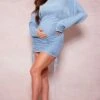 Maternity Blue Plisse Bodycon Mini Dress