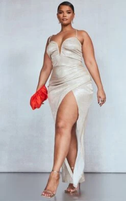 Plus Gold Diamante Strap V Bar Glitter Midaxi Dress -Goremje Style 16436a251de03870a1bfad693f0523e143f78716 cnb5230 3