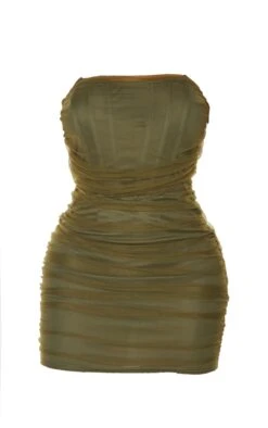 Shape Olive Mesh Corset Detail Ruched Bodycon Dress -Goremje Style 164fa0874faa2bcc8a13906933a621d436b440bc cmv6445 6