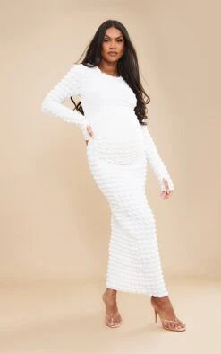 Maternity Cream Bubble Textured Midaxi Dress -Goremje Style 1784b3b834767a1deecb7582045d70b7572d8e09 cnd0047 3