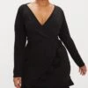 Plus Black Long Sleeve Ruffle Wrap Dress -Goremje Style 18b34a7ed0b9017a9677e38f0d4e512ddb05102a CLW1365 1