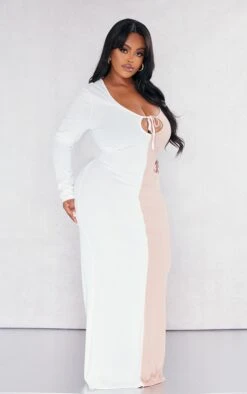 Plus White Two Tone Maxi Dress -Goremje Style 1b4f02b2b3652bb2fec0aacd546678fd6e7e0b74 cnd7336 3