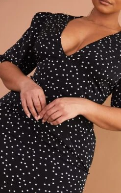 Plus Black Polka Dot Puff Sleeve Tea Dress -Goremje Style 1d5408984c7ec95068461b872c79e9f105a864ce cmw2873 5
