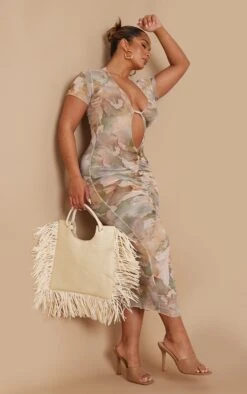 Shape Watercolour Print Sheer Mesh Plunge Ruched Midaxi Dress -Goremje Style 1dc3ed05ebbe6da232dd3c2a001c07ee5061f4b1 cmz4722 4