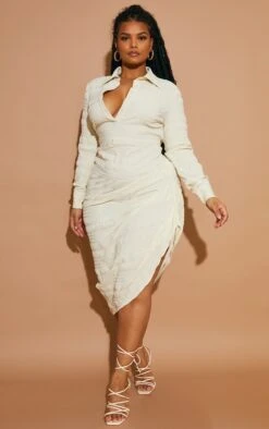 Plus Stone Textured Ruched Side Midi Shirt Dress 9 Plus Stone Textured Ruched Side Midi Shirt Dress -Goremje Style 1ef1d736e6b1600271433817bc0e0a8fb8b39c52 cmw4075 4