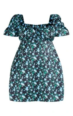 Plus Black Ditsy Floral Puff Sleeve Shift Dress -Goremje Style 1f50acb38cfb47eb8fb36377dfd8004939cf0ac1 cnc9715 5