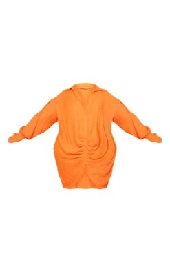 Plus Orange Textured Gathered Detail Long Sleeve Shirt Dress -Goremje Style 206ddc88b5fc1f997cc7e149a2d87b15ff2ba062 cne0686 5