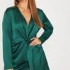 Plus Emerald Green Satin Long Sleeve Wrap Dress -Goremje Style 2196661ecc3b88f113ced6ad432c1e4f3d9ccce3 cly4982 1