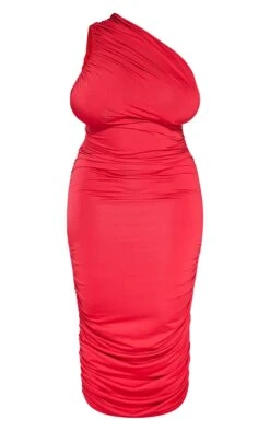 Plus Red Slinky Ruched One Shoulder Longline Midi Dress -Goremje Style 22f6e075691b0f2d3086903554a43762d0d86d10 cna0081 6