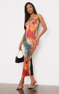 Tall Multi Body Print Bandeau Midaxi Dress