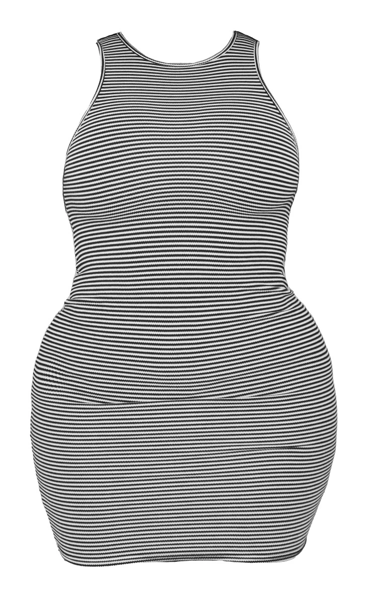 Plus Black Stripe Racer Neck Bodycon Dress 7 Plus Black Stripe Racer Neck Bodycon Dress - Image 5