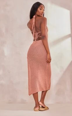 Tall Light Brown Halterneck Crochet Maxi Dress -Goremje Style 23a13a1c4f4acdb5ea49fb665d9515729bdf1204 cne8209 1