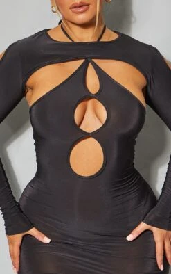 Shape Black Slinky Cut Out Overlay Bodycon Dress -Goremje Style 23b27a08e0d1c9b0351166cb0163bc803a0505b4 cmv2853 5
