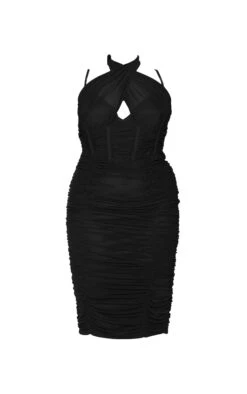 Plus Black Mesh Cross Front Corset Detail Midi Dress -Goremje Style 245eafbbae5b7633946e6dfe01ab027e96c98ccd cmt8452 6