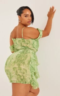 Plus Green Statue Printed Ruffle Bodycon Dress -Goremje Style 24e246ed53a0f3a7e7cc6111d0097be8917b3dcc cne0712 5