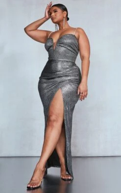 Plus Black Diamante Strap V Bar Glitter Midaxi Dress -Goremje Style 24fc2e37762745fe539f4d0c175910f43b789468 cnb5229 3