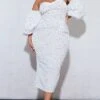 Plus White Polka Dot Bandeau Puff Sleeve Midi Dress -Goremje Style 25fc95c34700e910203c63c62ca3bd10bd8659dd cnd4882 1