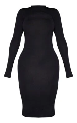 Shape Black Jersey Cut Out Long Sleeve Midi Dress -Goremje Style 272f1bdd3ca6ffe8acd4f1438988cd84363205f7 cmg4312 3